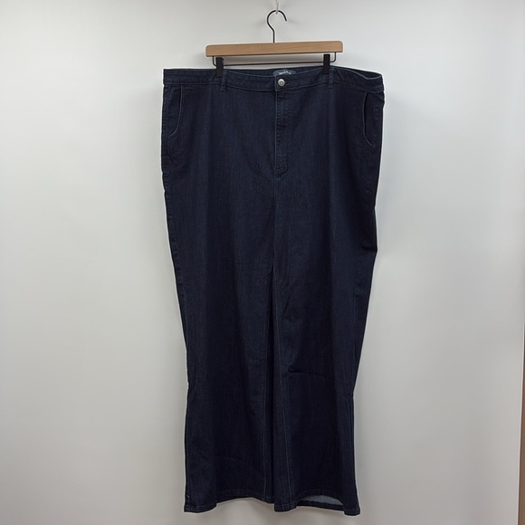 Modcloth The Grier '70s High Rise Wide Flared Leg Jeans Dark Washed Denim 28 - Picture 2 of 8